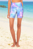 Wizard Karen Blue Galaxy Print Performance Yoga Biker Shorts - Women - Pineapple Clothing