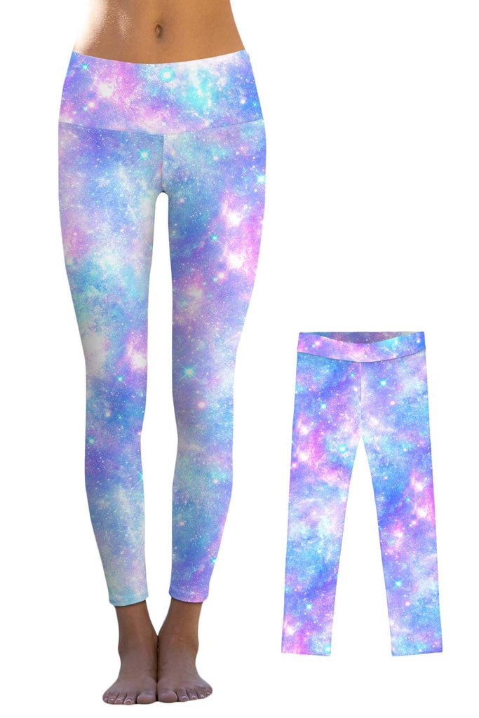 Wizard Lucy Blue Colorful Galaxy Printed Leggings Yoga Pants