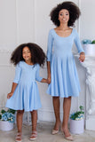Baby Blue Skater Fit & Flare Easter Party Mommy and Me Dresses - Pineapple Clothing